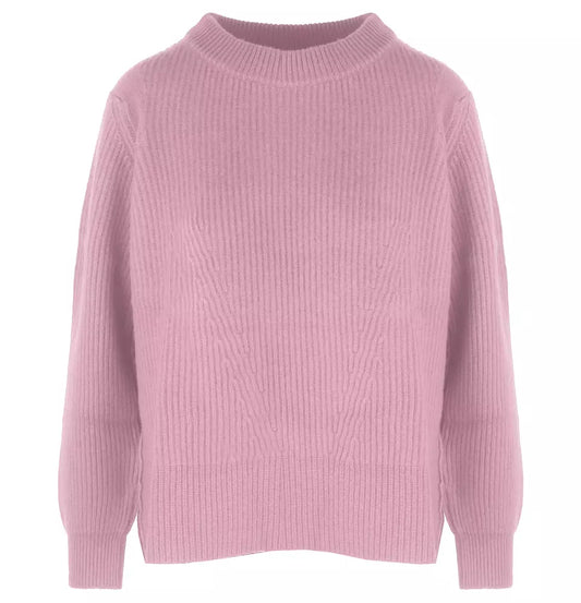 Chic Ribbed Wool-Cashmere Crew Neck Sweater
