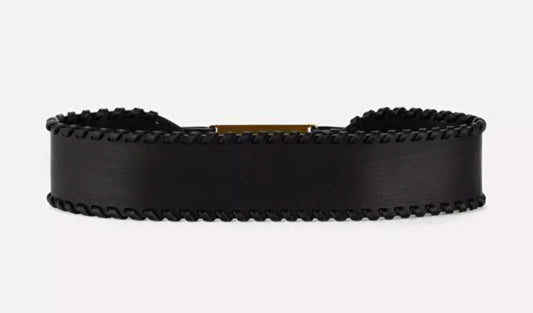 Elegant Braided Leather Belt with Brass Hardware