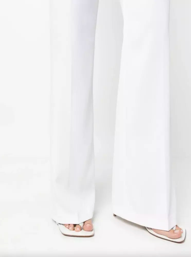 Elegant White Split-Hem Stretchy Trousers