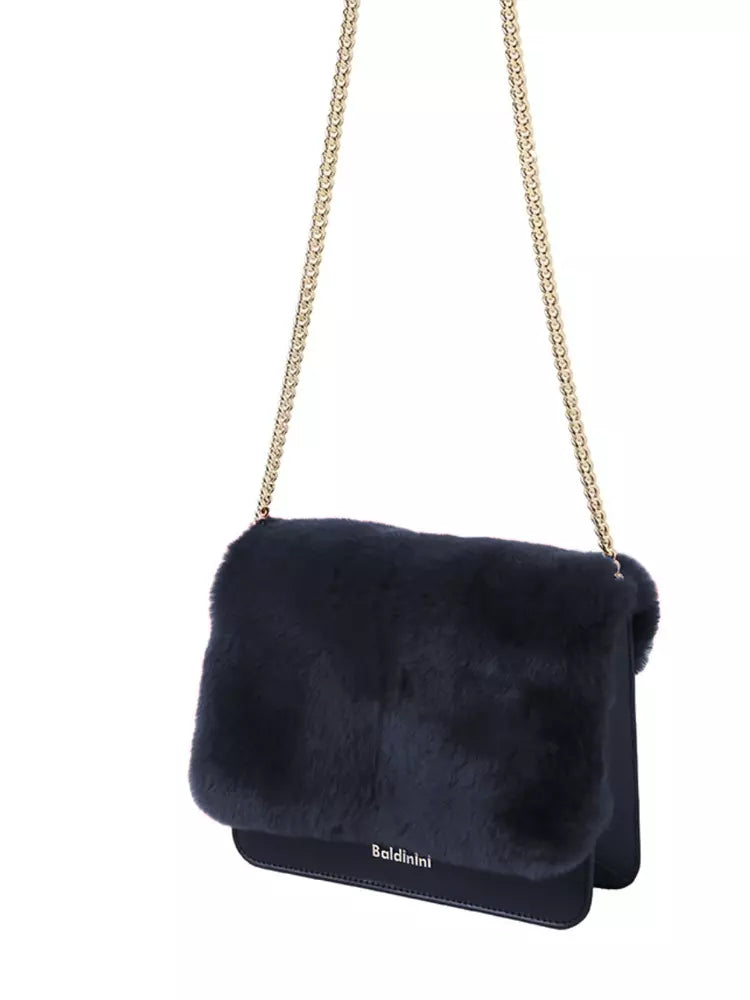 Chic Calfskin Crossbody with Eco-Fur Accent
