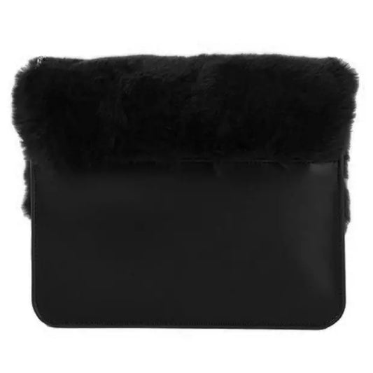 Chic Calfskin Shoulder Bag with Eco-Fur