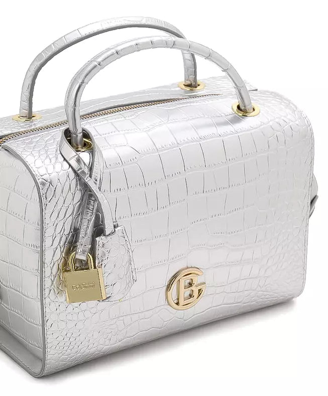 Elegant Silver Python Bowling Bag
