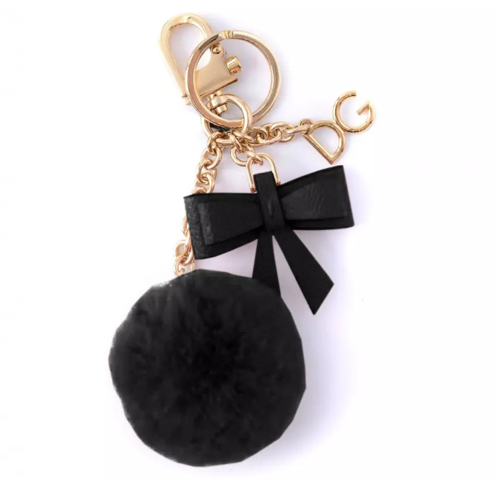 Chic Faux Fur and Leather Bow Keyring