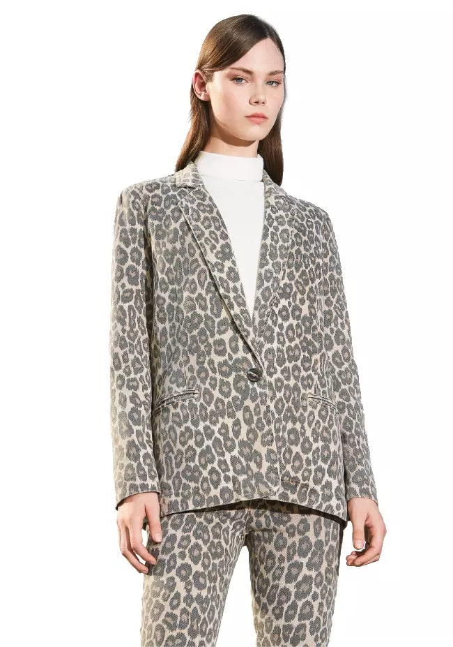 Chic Leopard Print One-Button Jacket
