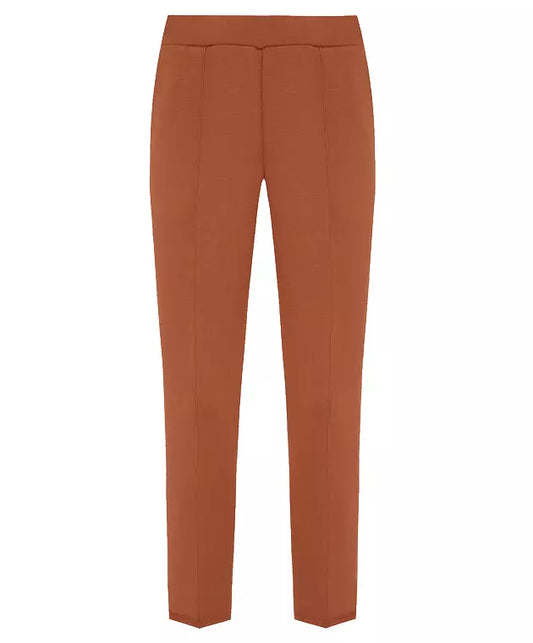 Chic Brown Stretch Trousers with Side Pockets