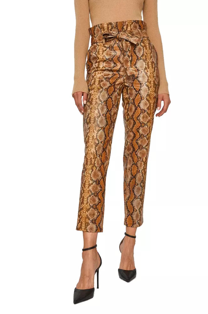 Chic Python Print Eco-Leather Trousers