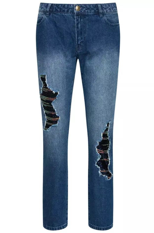 Chic High-Waisted Distressed Sequined Jeans