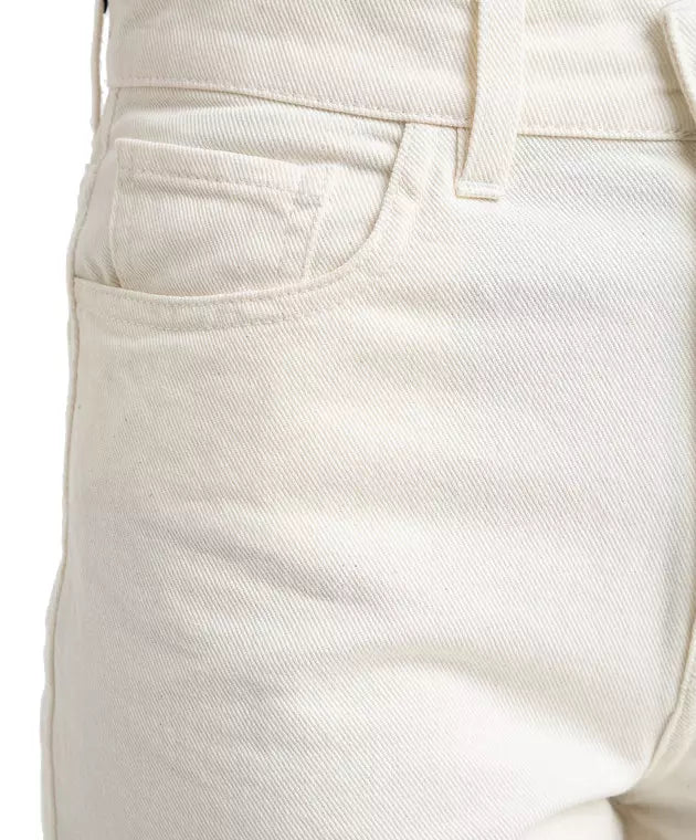Chic White Cotton Regular Fit Jeans
