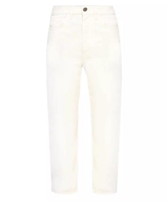 Chic White Cotton Regular Fit Jeans