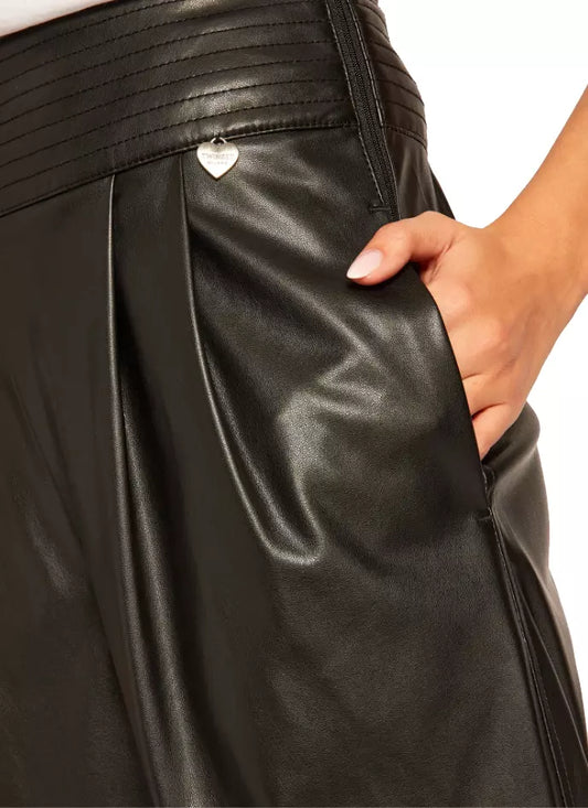 Chic Eco-Leather Trousers with Side Zip