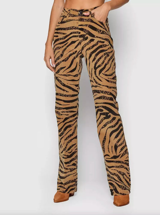 Chic Leopard Texture Cotton Pants