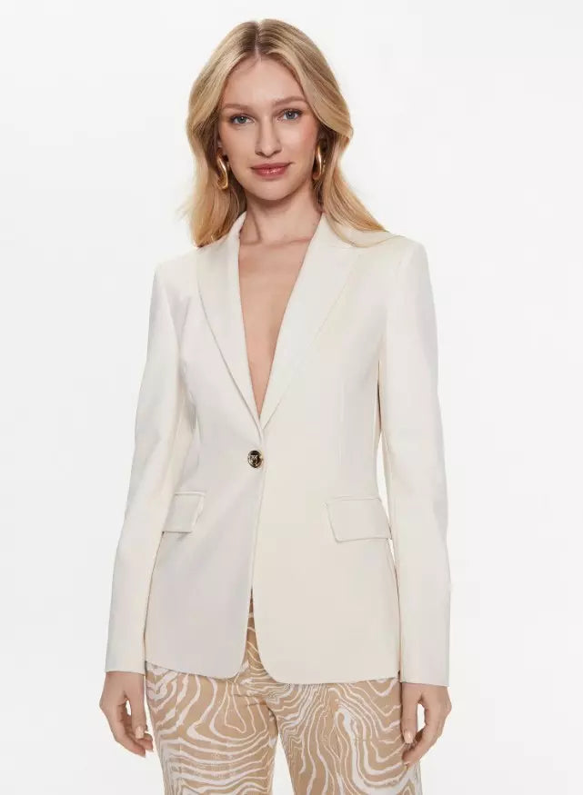 Elegant White One-Button Blazer Jacket