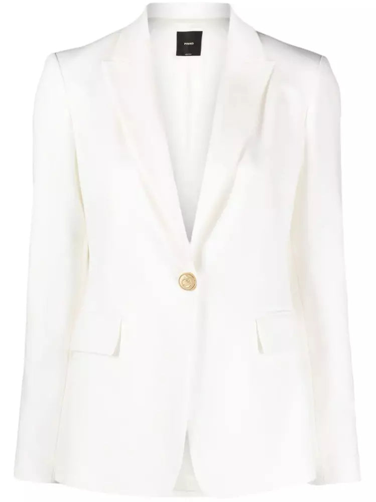 Elegant White One-Button Blazer Jacket