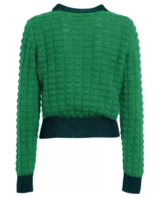 Chic Alpaca Blend Crop Sweater with Lurex Accents