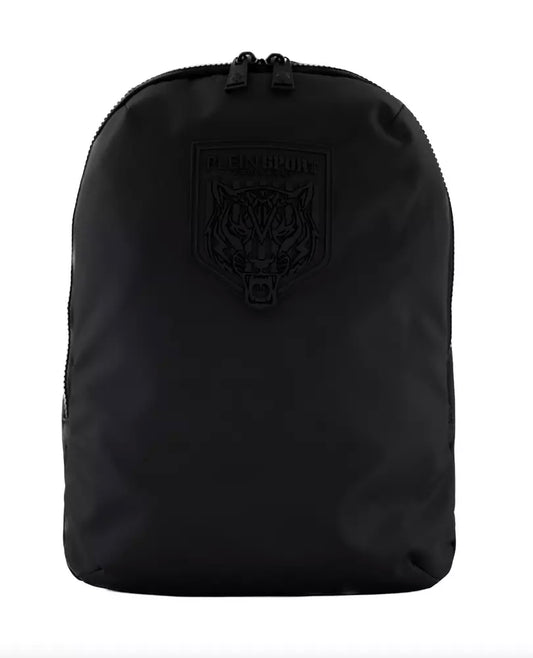 Sleek Black Nylon Backpack with Star Detailing