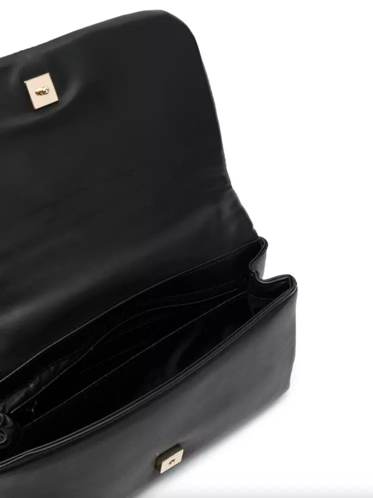 Elegant Black Crossbody with Gold Chain Accent
