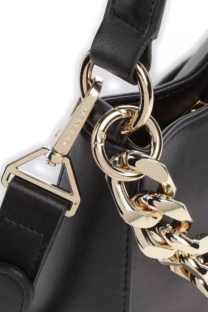 Elegant Faux Leather Shoulder Bag with Gold Chain