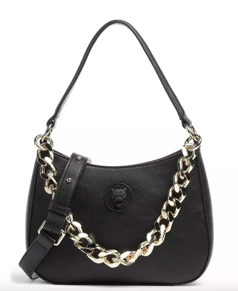 Elegant Faux Leather Shoulder Bag with Gold Chain