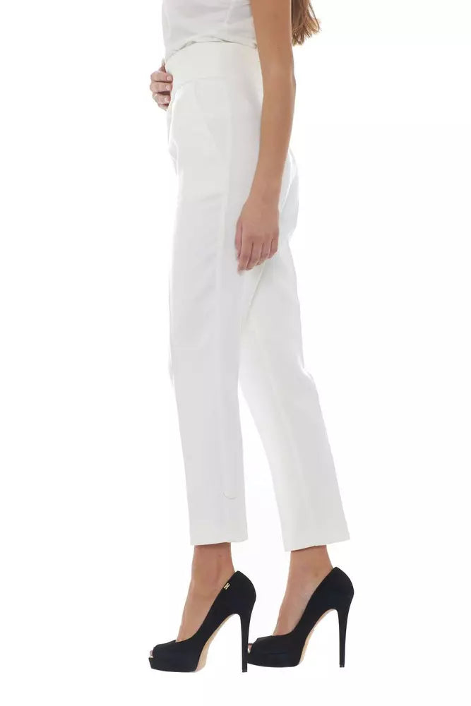 Elegant White Trousers with Sleek Fit