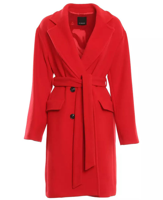 Chic Double-Breasted Red Velor Coat