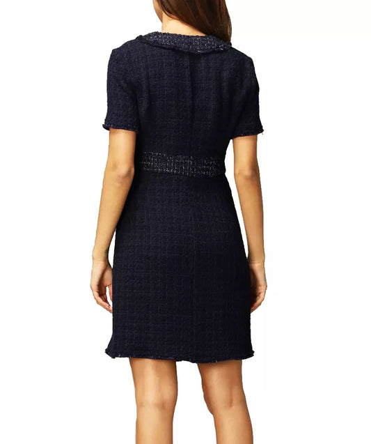 Elegant Tweed-Textured V-Neck Rinaldo Dress