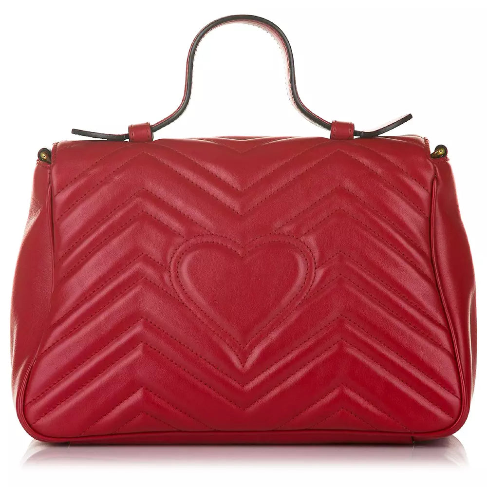 Elegant Chevron Quilted Red Leather Crossbody