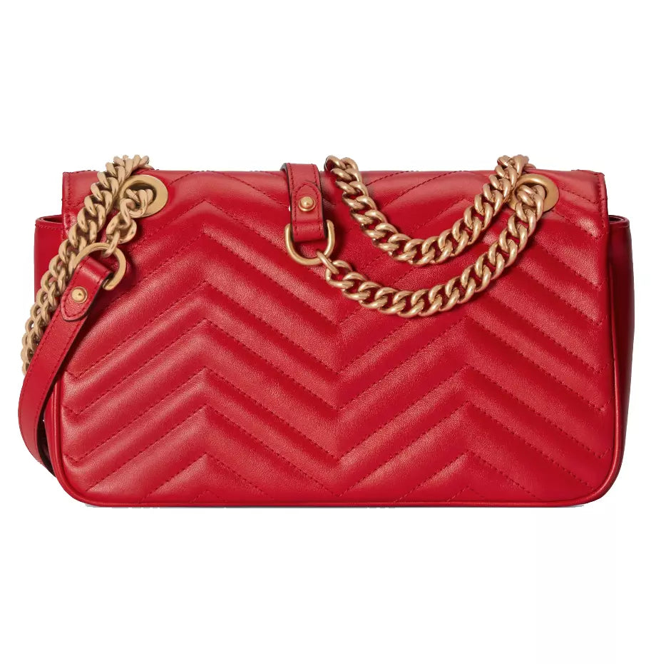 Elegant Red Matelassé Leather Shoulder Bag