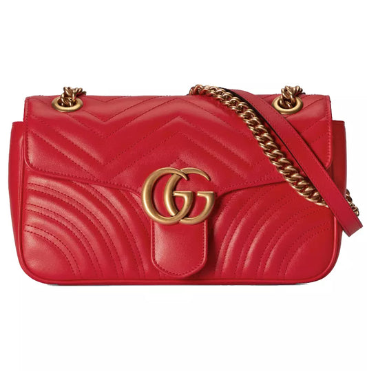 Elegant Red Chevron Matelassé Shoulder Bag