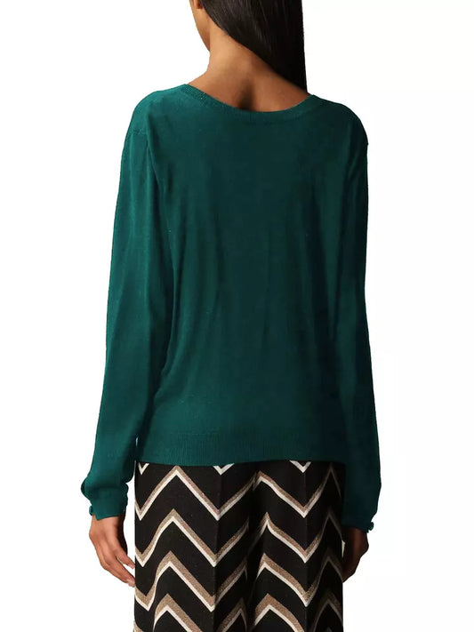 Silk Blend V-Neck Sweater with Ribbed Detail