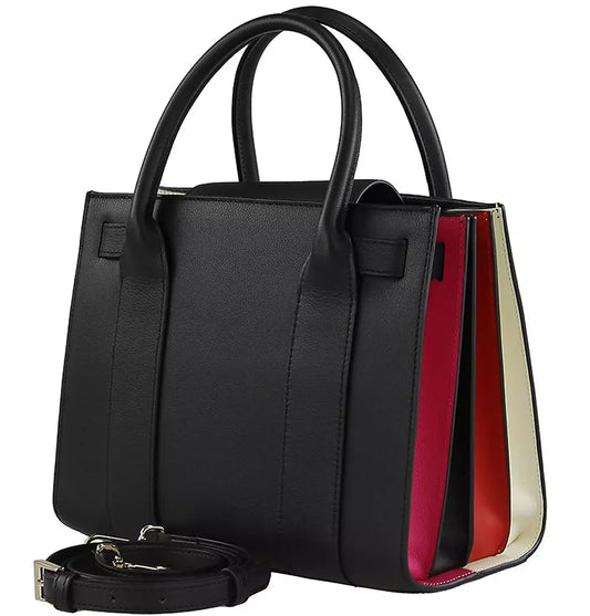 Elegant Black Leather Accordion Shoulder Bag