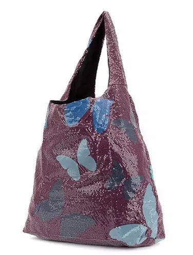 Sequin Butterfly Shopper Tote Bag