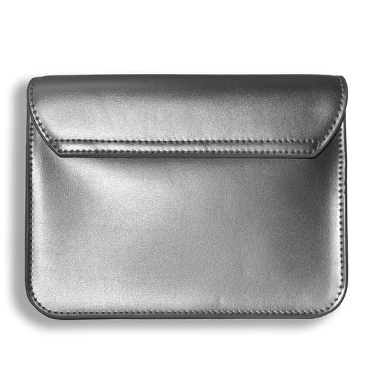 Chic Silver Calfskin Shoulder Bag