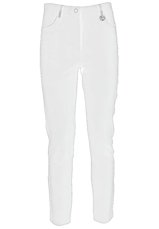 Chic White Slim-Fit Milano Stitch Trousers