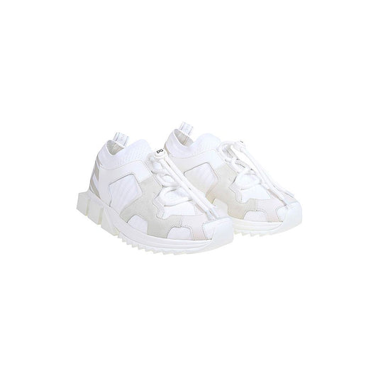 White Leather E Fabric Sneaker