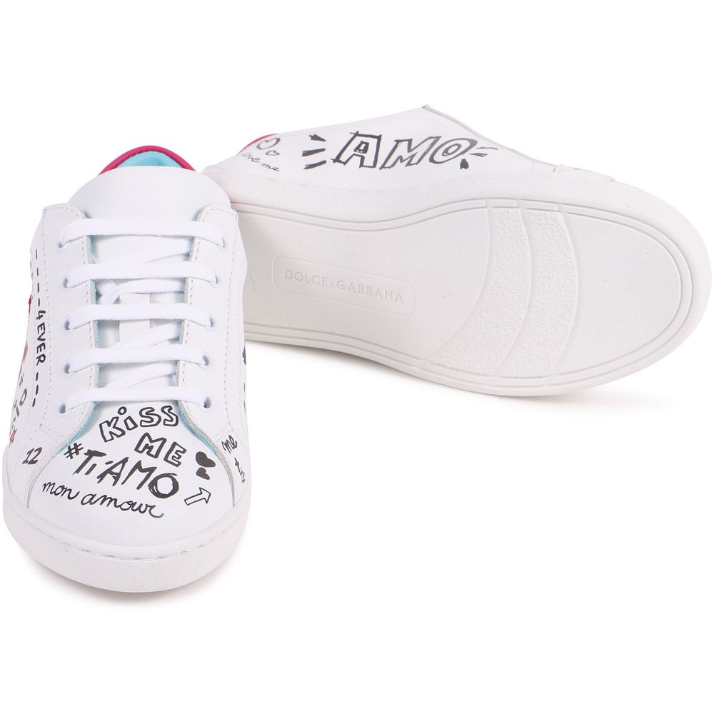 Chic White Calfskin Leather Sneakers