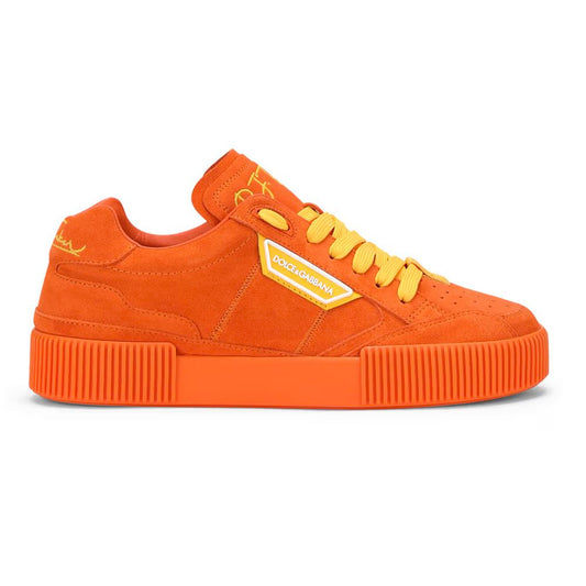 Orange Suede Sneakers with Yellow Accents