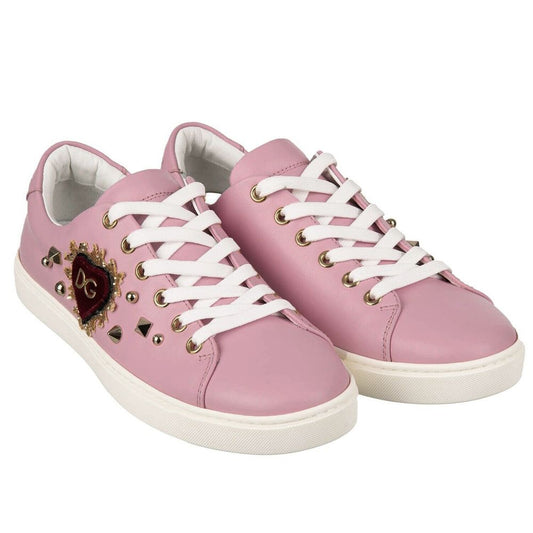 Antique Pink Nappa Calfskin Sneakers with Studs