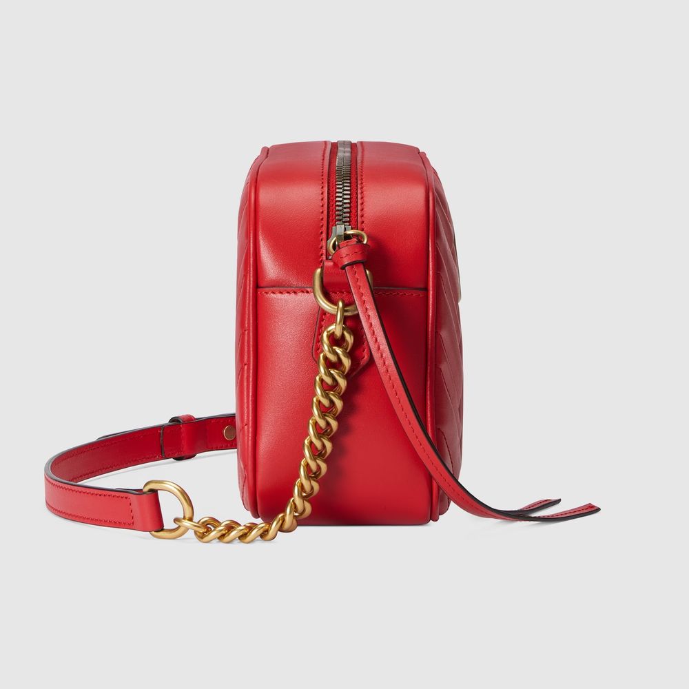 Elegant Red Quilted Leather Shoulder Bag