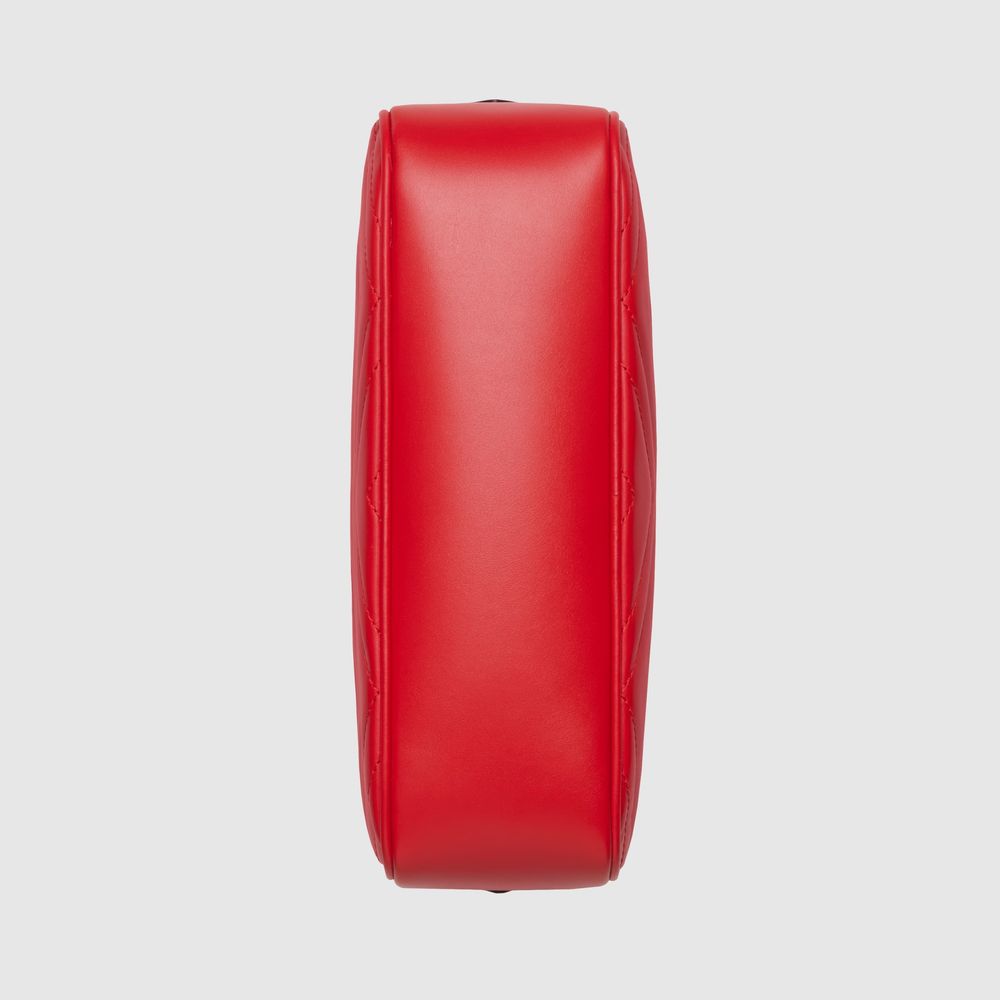 Elegant Red Quilted Leather Shoulder Bag