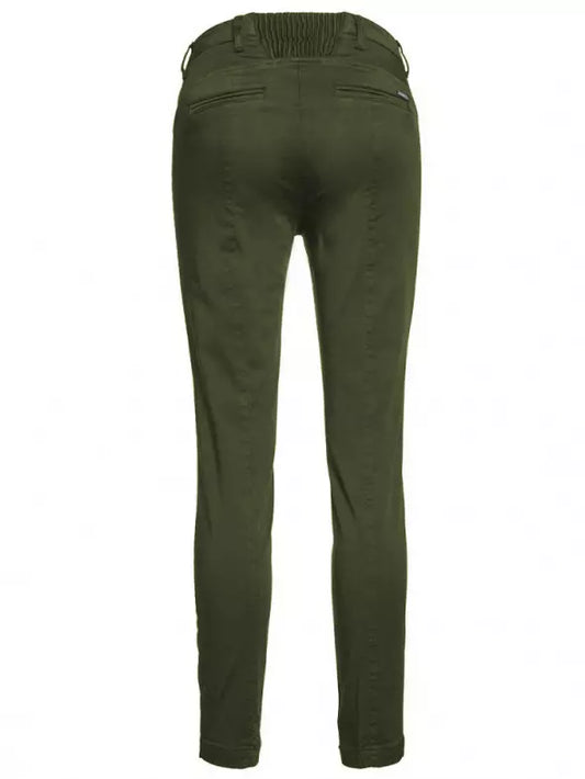 Elegant Stretch Cotton Trousers with Rhinestone Detail