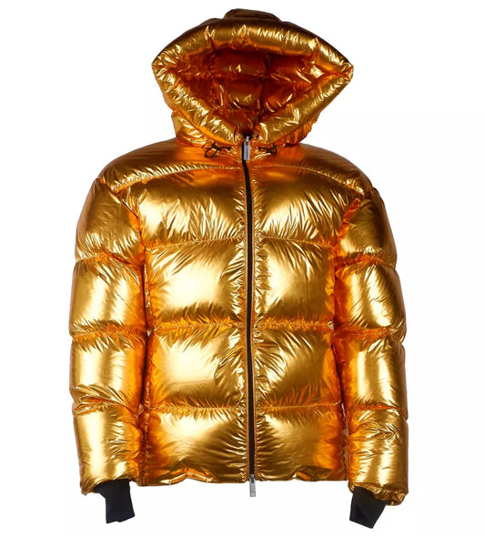 Exquisite Golden Puffer Jacket with Hood