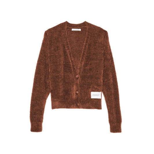Soft Furry Knit V-Neck Cardigan - Cozy Elegance