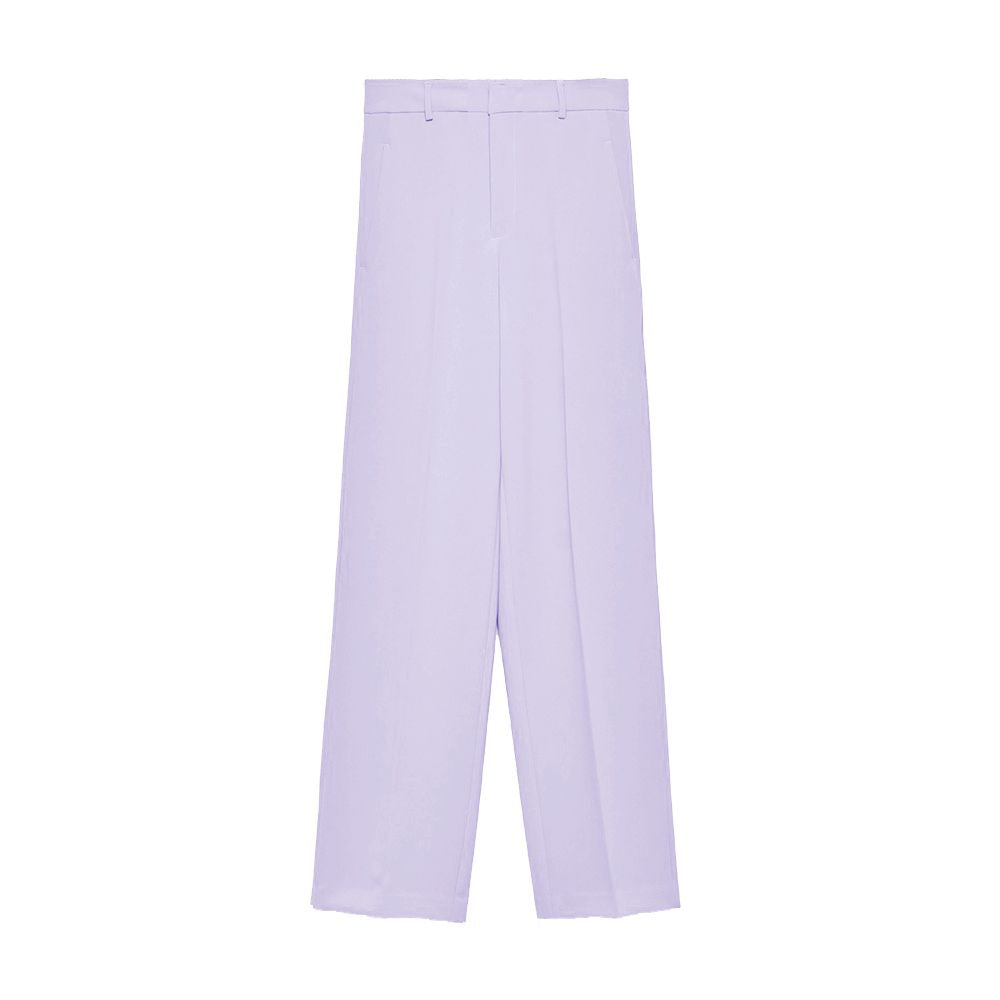 Elegant Purple Straight Crepe Trousers