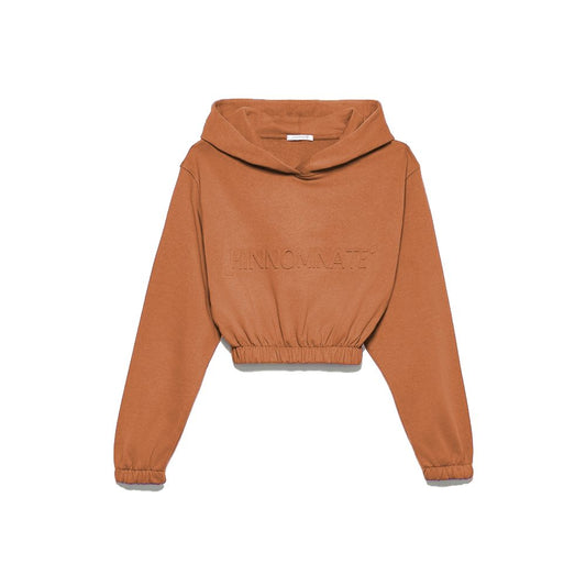 Elegant Brown Short Hooded Sweatshirt