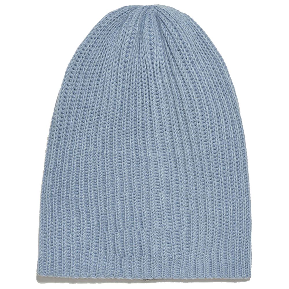 Elegant Light Blue Ribbed Knit Hat