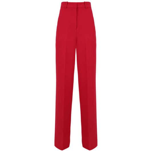 Chic Red Palazzo Trousers with Stretch Fabric