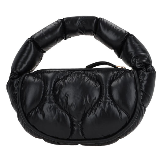 Chic Feather-Padded Nylon Hobo Bag with Leather Trim