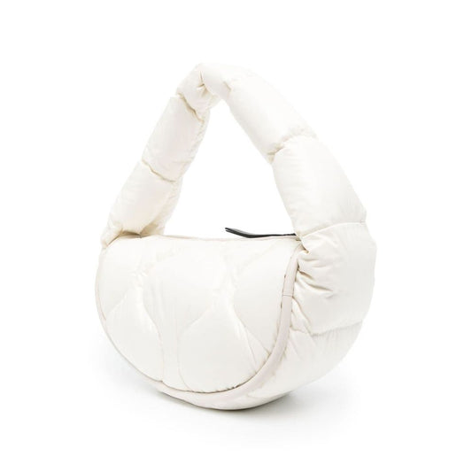 Chic Snowy White Hobo Bag with Luxe Feather Padding
