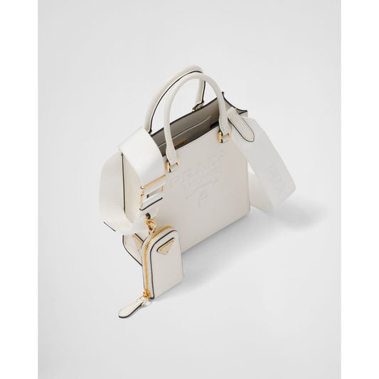 Elegant White Saffiano Leather Handbag