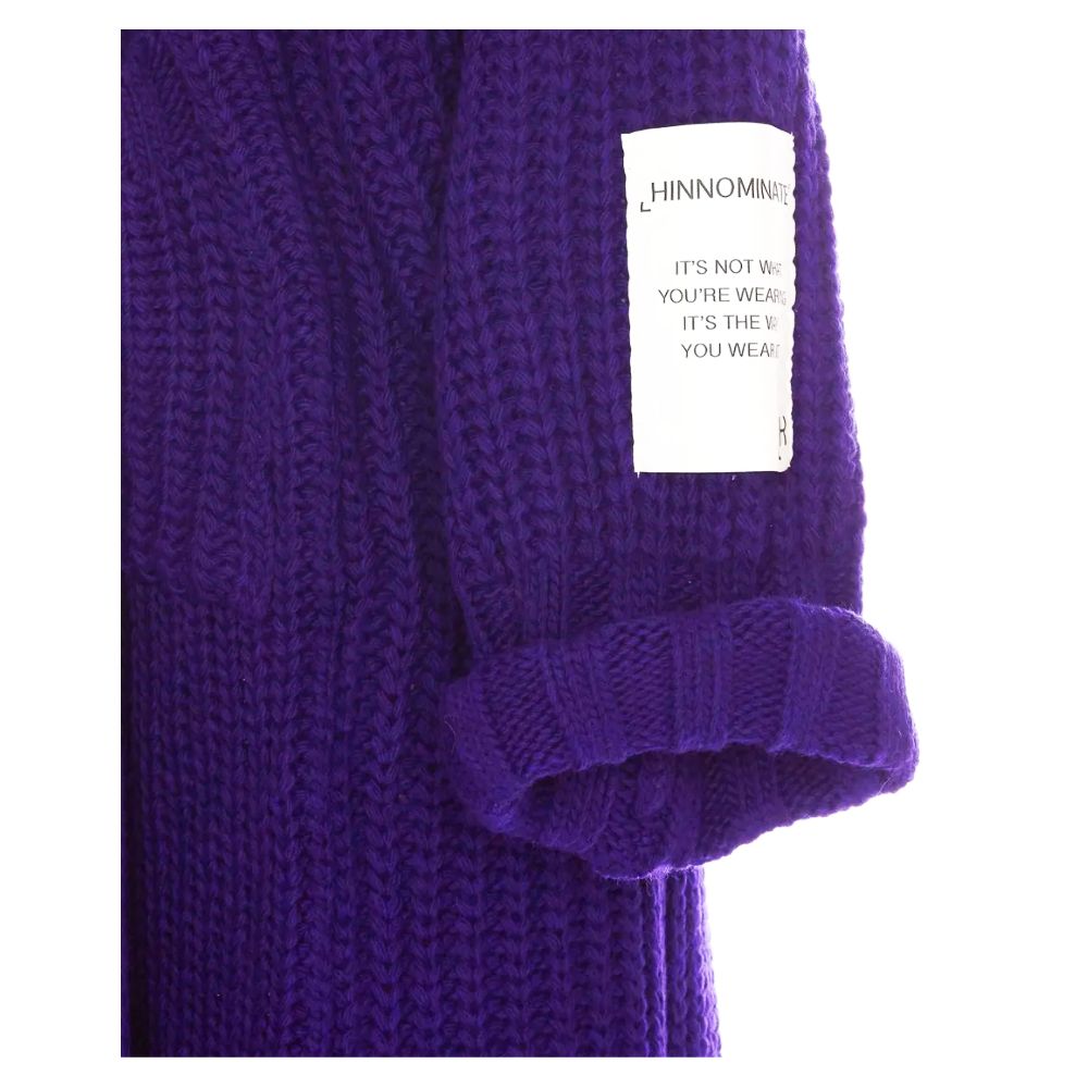 Chic Purple Pearl Ribbed Knit Cardigan
